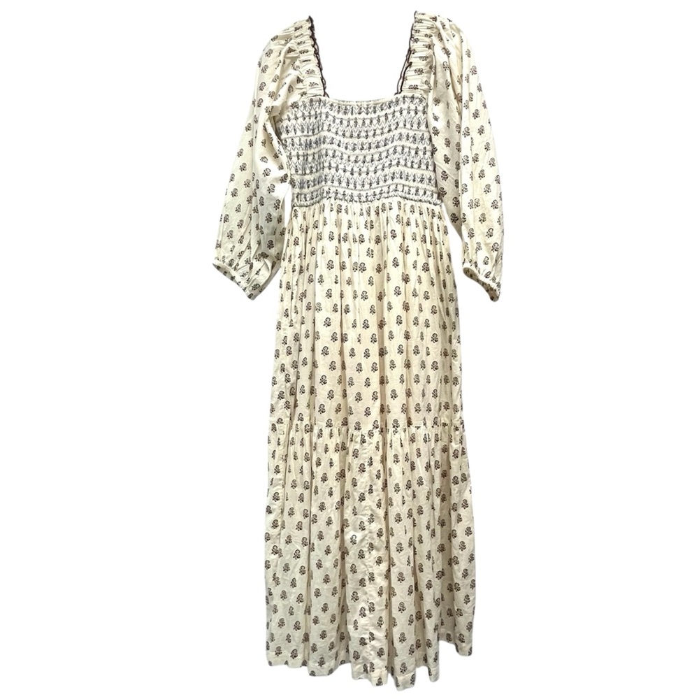 NWT Pink Chicken Serena Tiered Smocked Cotton Maxi Dress Mustang Tiny Floral  S